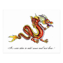 Carte postale rouge orientale fraîche de tatouage 