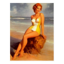 Carte postale se baignante de pin-up de beauté