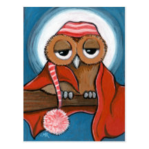 Carte postale somnolente de hibou