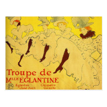 Carte postale :  Toulouse-Lautrec - troupe de dans