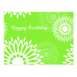Carte postale verte d'anniversaire de fleurs d'été