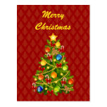Carte postale verte d'arbre de Noël