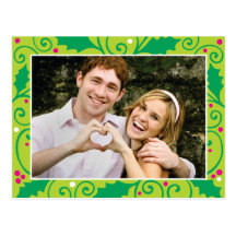 Carte postale verte et rose de vacances de houx de