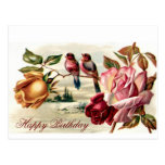 Carte postale vintage d'anniversaire de roses d'oi