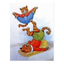 Carte postale vintage de chats d'acrobate