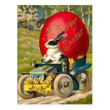 Carte postale vintage de lapin de Pâques