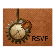 Carte postale vintage de l'horloge RSVP, cuivre