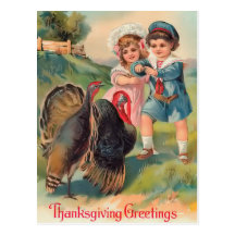 Carte postale vintage de salutations de thanksgivi
