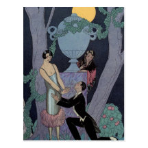 Carte postale vintage de triangle amoureux de clai