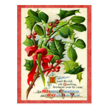 Carte postale vintage de vacances de houx