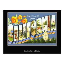 Carte postale vintage de voyage de la Californie