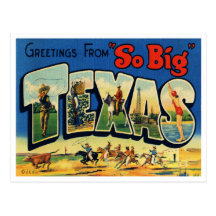 Carte postale vintage du Texas