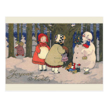 Carte postale vintage française de Noël de "Joyeux