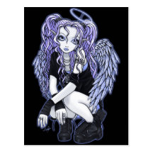 Carte postale violette gothique de fée d'ange d'An