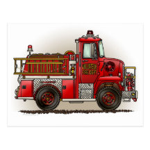 Carte postale volontaire de camion de pompiers