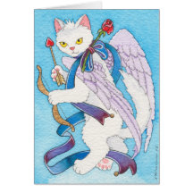 Carte pour notes de chat de cupidon