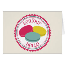 Carte pour notes de Macarons de Français - Bonjour