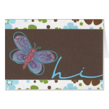 Carte pour notes de papillon salut