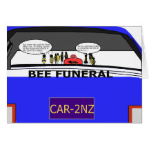 Carte pour notes funèbre d'abeille (blanc à l'inté