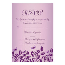 Carte pourpre élégante du papillon RSVP Invitations Personnalisables