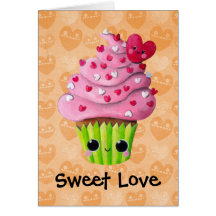 Carte romantique mignonne de petit gâteau