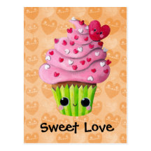 Carte romantique mignonne de petit gâteau carte postale
