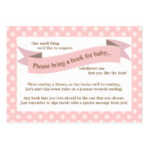 Carte rose de demande d'insertion de livre de baby cartes de visite personnelles