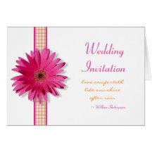 Carte rose de faire-part de mariage de marguerite 
