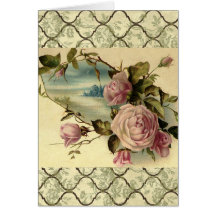 Carte rose de jardin vintage