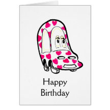 Carte rose de joyeux anniversaire de voiture de co