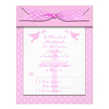 Carte rose de la sainte communion RSVP de point de Faire-parts