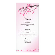 Carte rose de menu des fleurs de cerisier | cartes doubles