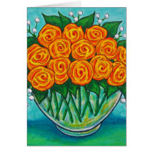 Carte rose de salutation/note de passion orange