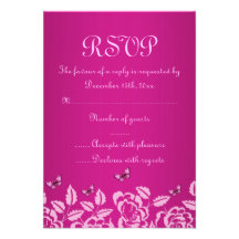 Carte rose élégante du papillon RSVP Invitations