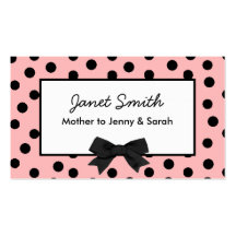 Carte rose et noire à la mode de maman de point de carte de visite