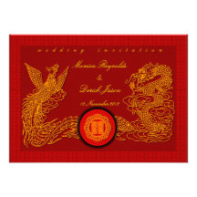 Carte rouge chinoise de faire-part de mariage par 