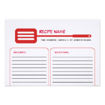 Carte rouge de recette de spatule faire-parts