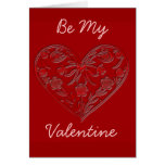 Carte rouge de Valentine de coeur