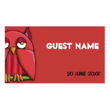 Carte rouge d'endroit d'anniversaire de hibou roug cartes de visite professionnelles