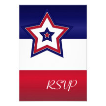 Carte rouge des étoiles blanches et bleues RSVP Bristols Personnalisés