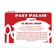 Carte rouge et blanche de recette de pot de cuisin carte postale
