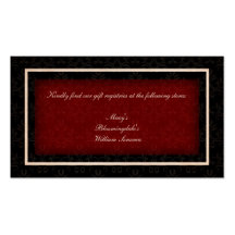 Carte rouge et noire de liste de cadeaux de mariag cartes de visite professionnelles