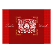 Carte rouge l'épousant chinoise d'invitation de RS