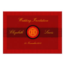 Carte rouge orientale de faire-part de mariage par