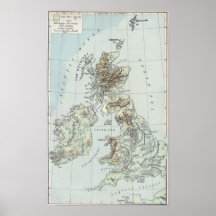 Carte Royaume-Uni de 1926 îles britanniques Posters