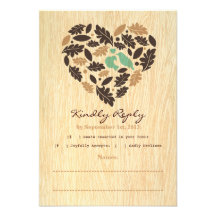 Carte rustique de feuille et de coeur RSVP d'insép Faire-parts