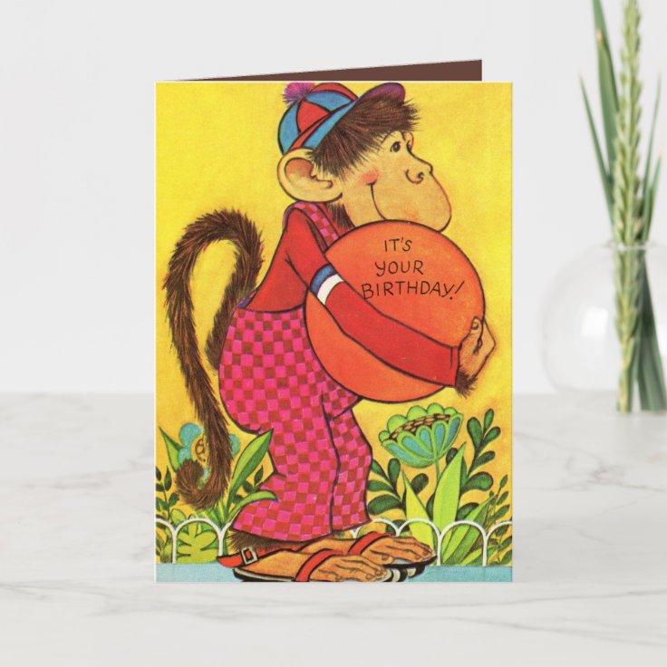 Carte Singe D Anniversaire Vintage R Tro Zazzle Fr