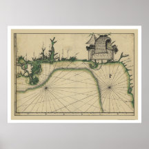 Carte tôt 1784 de Côte du Golfe Posters