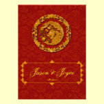 Carte traditionnelle de dragon du bonheur rouge RS invitations