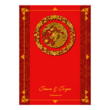 Carte traditionnelle de dragon du bonheur rouge RS Invitations